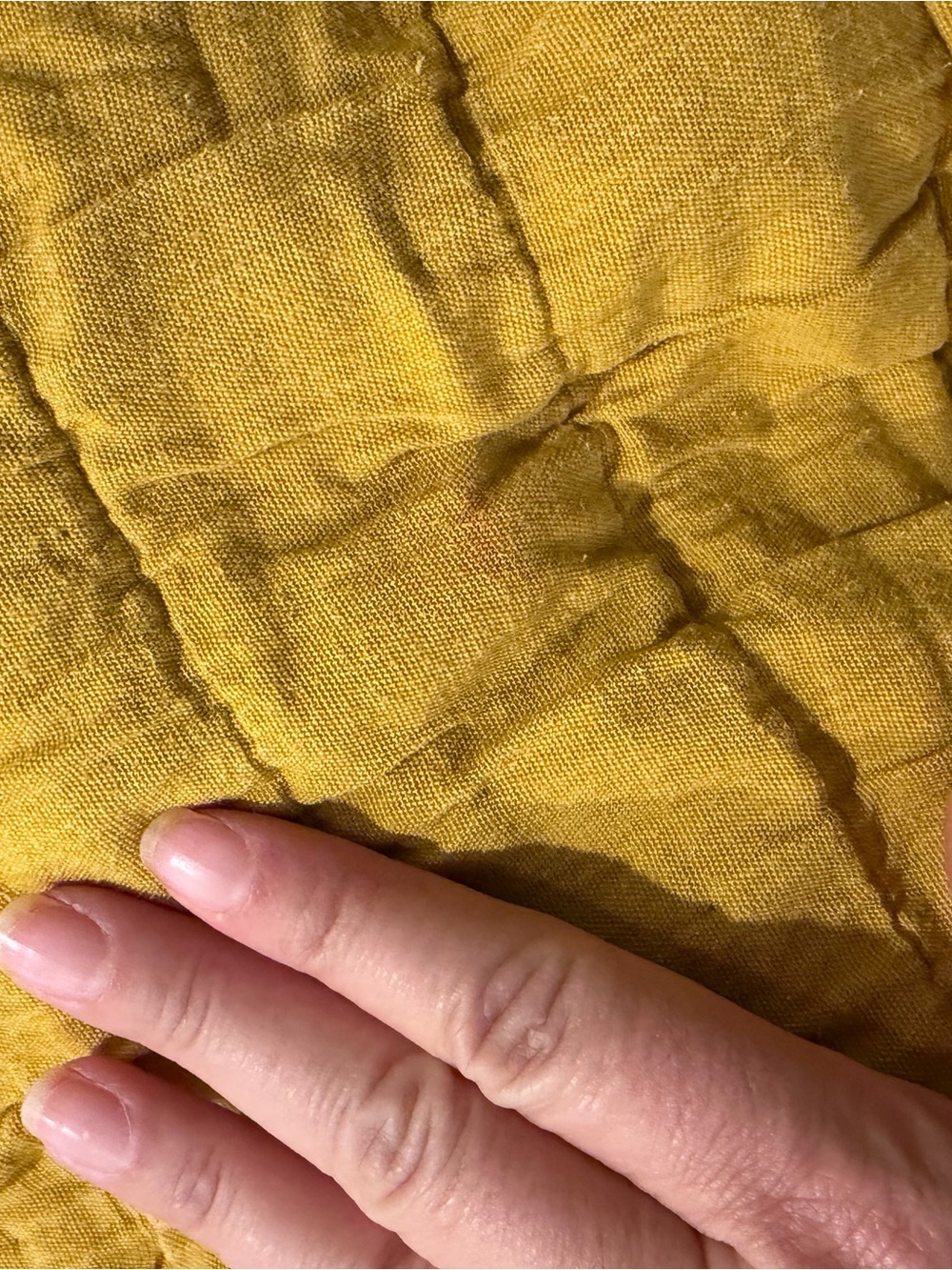 Schoolhouse Channeled Cotton Quilt - Mustard/stripes (reversible) - Picture 4 of 5